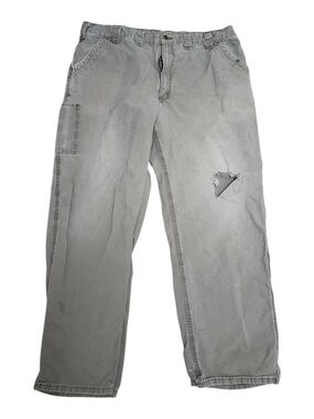 Carhartt Tan Dungarees Distressed And Paint With Work Patina -Straight Leg 42/34